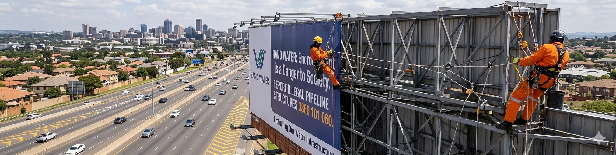 Field team performing billboard maintenance